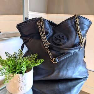 Tory Burch Marion black leather shoulder bag